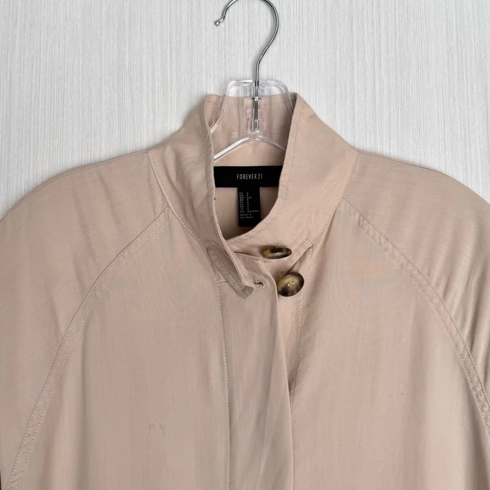 Forever 21 Longline Utility Jacket Beige Lyocell S‎ Lightweight Casual